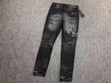 Carregar imagem no visualizador da galeria, Calça Amiri Jeans Preto/Cinza Logo Preto