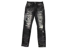 Carregar imagem no visualizador da galeria, Calça Amiri Jeans Preto/Cinza Logo Preto