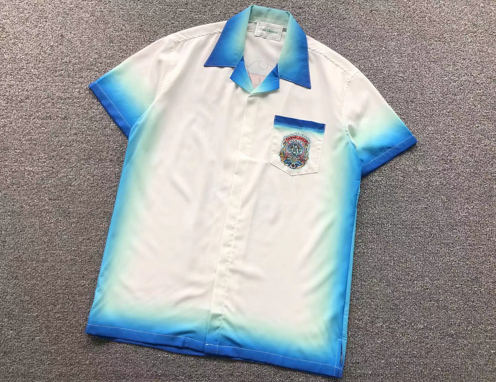 Conjunto Casablanca Seda Azul/Branco