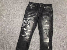 Carregar imagem no visualizador da galeria, Calça Amiri Jeans Preto/Cinza  Logo  Preto
